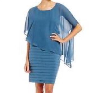 Adrianna Papel chiffon overlay cocktail dress